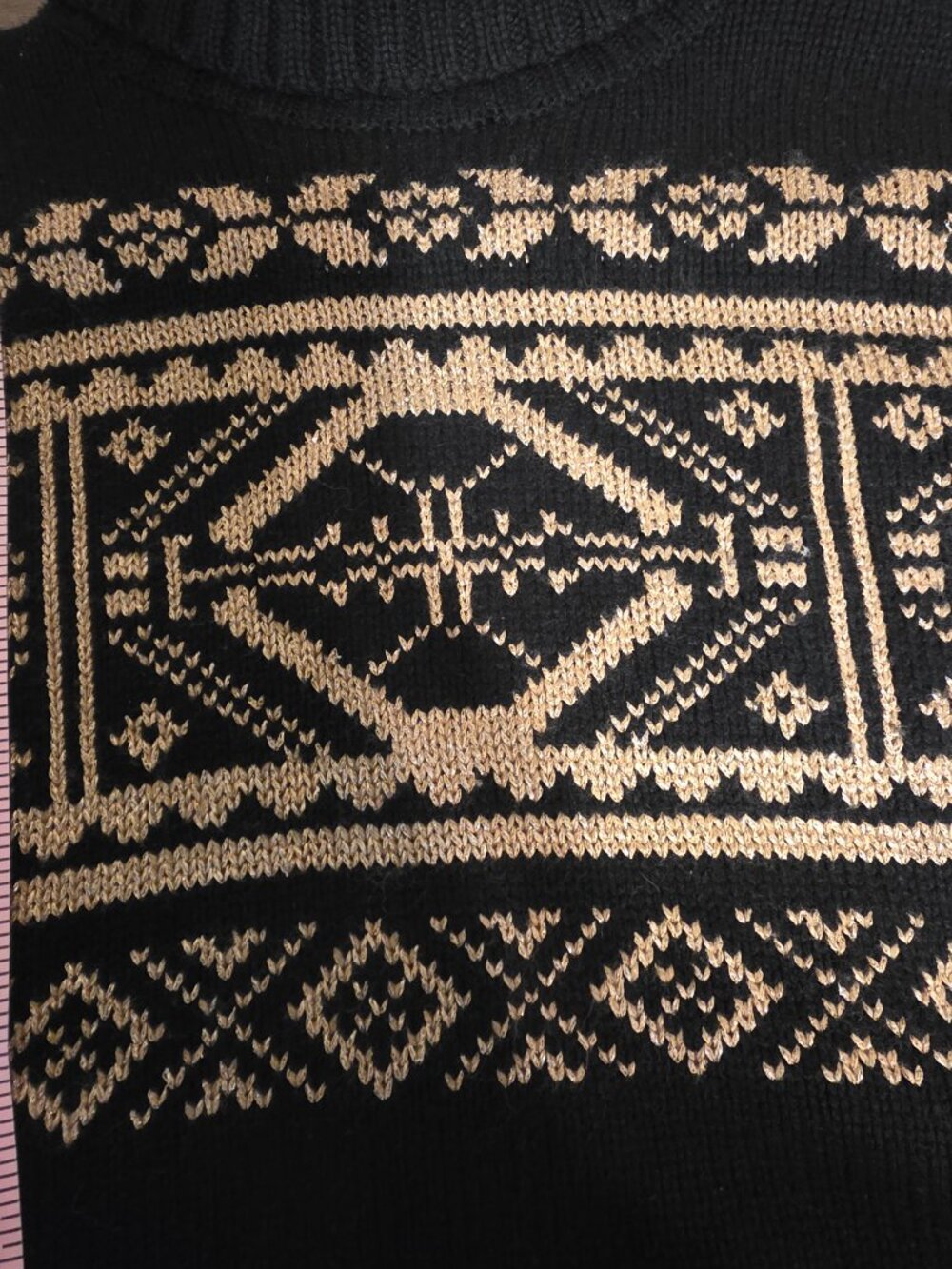 Lauren Ralph Lauren Fair Isle Wool Blend Turtleneck Sweater NWOT Black Small - Picture 4 of 11